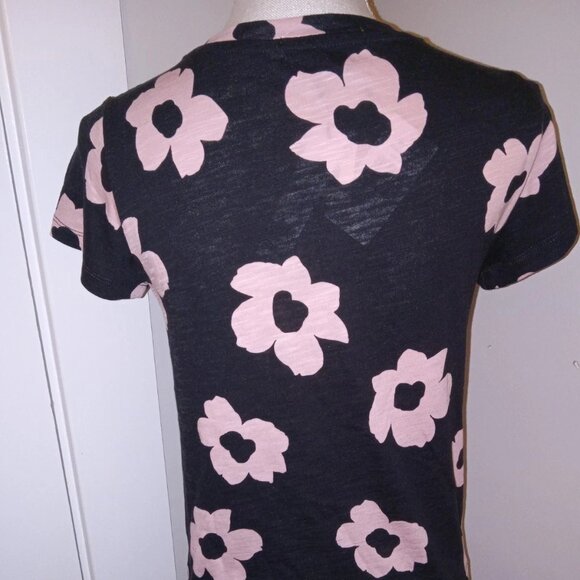 NWT Womens Sanctuary Size XXS Sunny Days Black Pink Short Sleeve Sweater Top - Picture 2 of 4